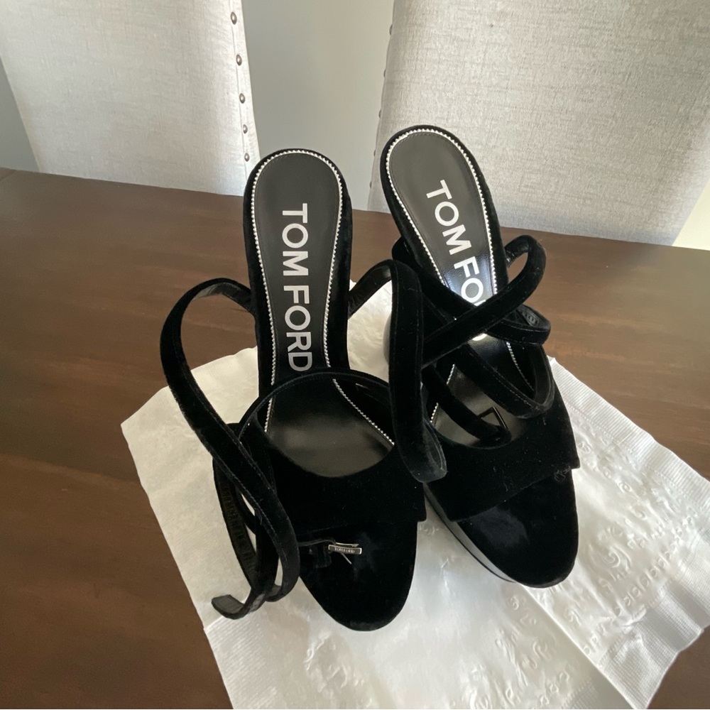 Tom Ford Black disco Strappy Sandals 41.5